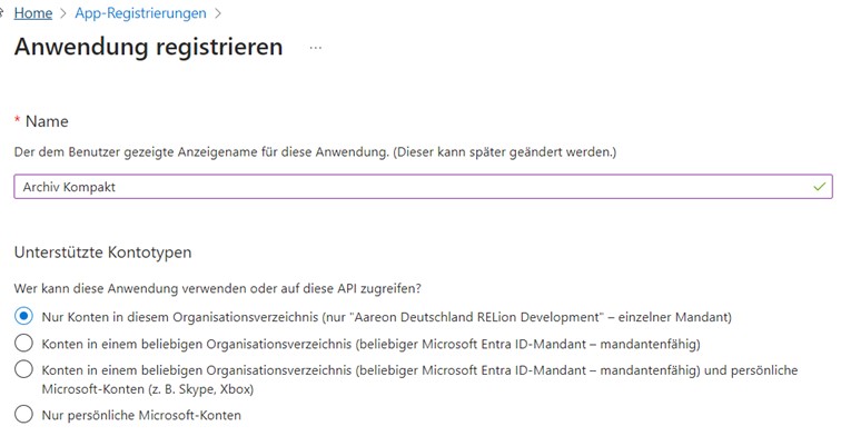 Anwendung registrieren