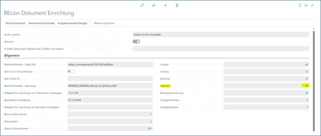 Dokument Einrichtung