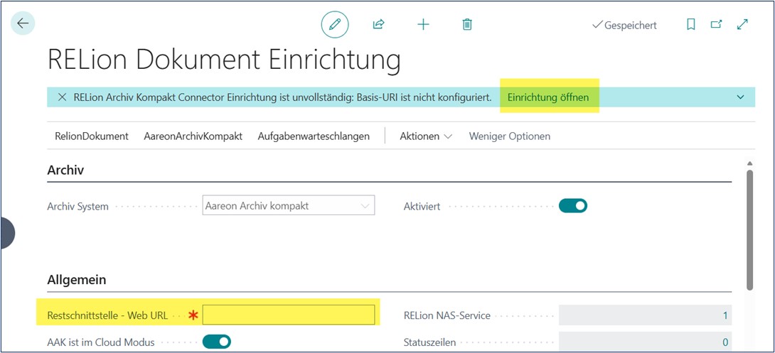 RELion Dokument Einrichtung