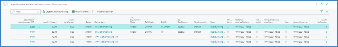 Abgeschlossen Weiterbelastung