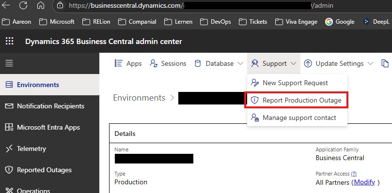 Report Production Outage