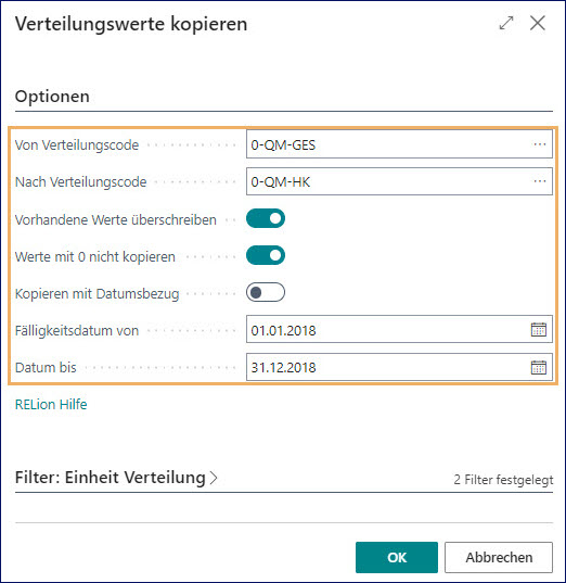 Verteilungswerte kopieren
