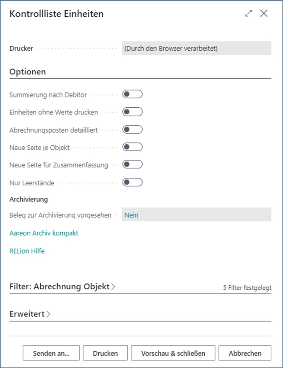 Kontrollliste Einheiten