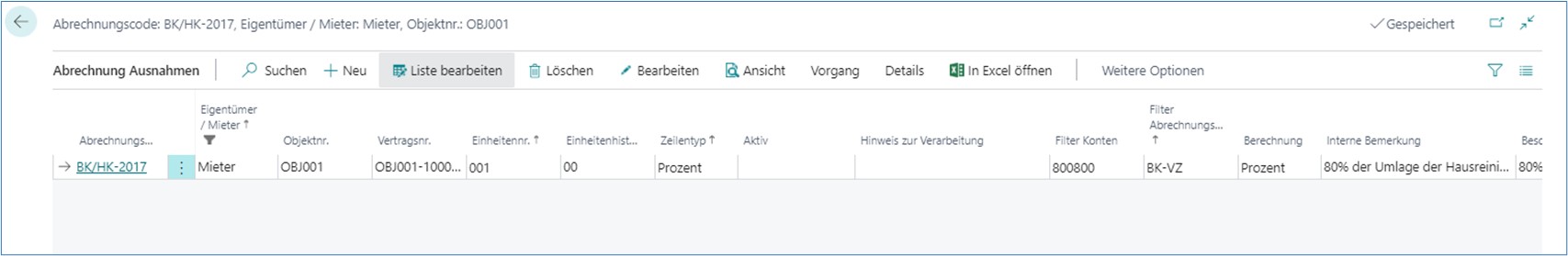 Abrechnung Ausnahmen