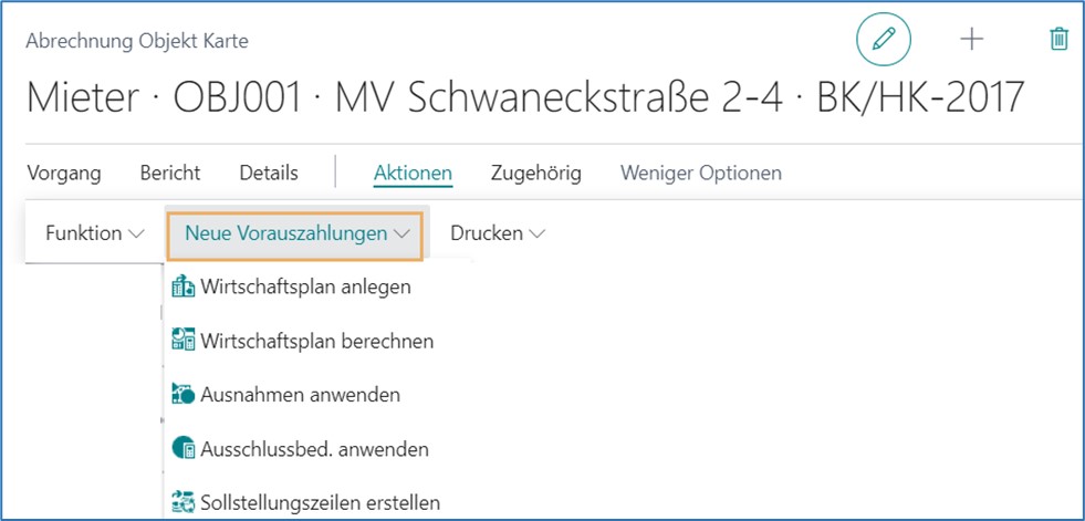 Abrechnung Objekt Karte