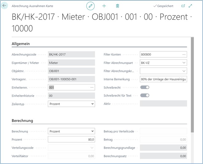 Abrechnung Ausnahmen Karte