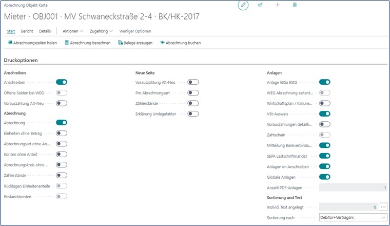 Abrechnungs Objekt Karte
