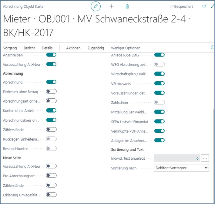 Abrechnung Objekt Karte
