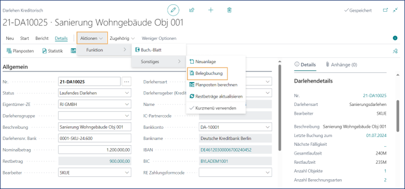 Darlehen Kreditorisch