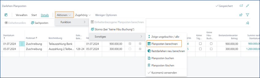 Planposten berechnen
