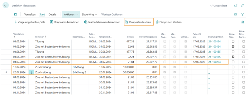 Zins Bestandsveränderung