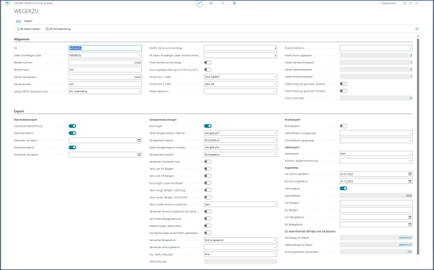 Sievers-Einrichtungskarte