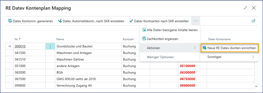RE Datev-Konten