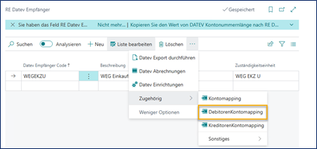 Debitorenkontomapping