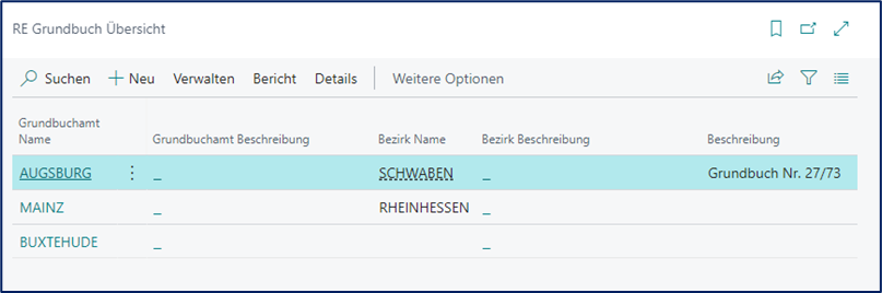 Grundbuch Übersicht
