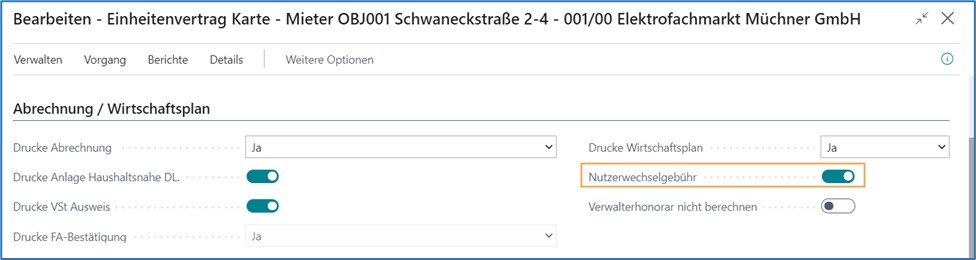 Einheitenvertragskarte