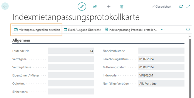 Mietanpassungszeilen