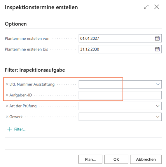 Inspektionstermine erstellen