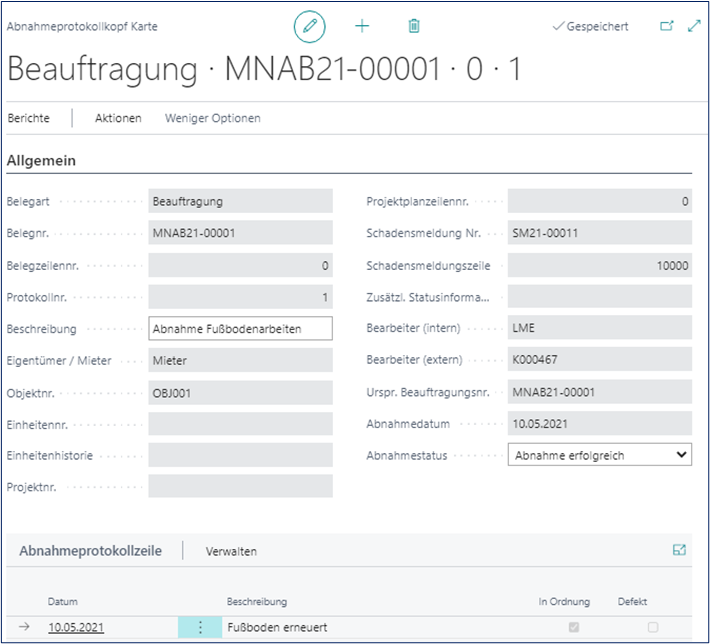 Abnahmeprotokollkopf