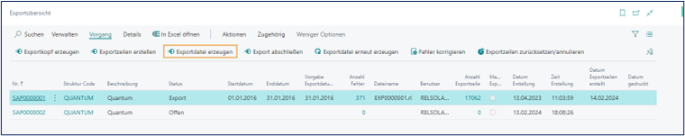 Exportdatei erzeugen