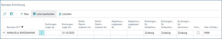 Benutzer Einrichtung