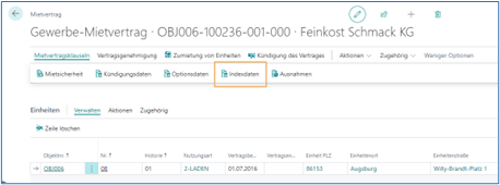 Vertrag Indexdaten