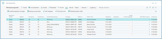 Mietanpassungszeilen