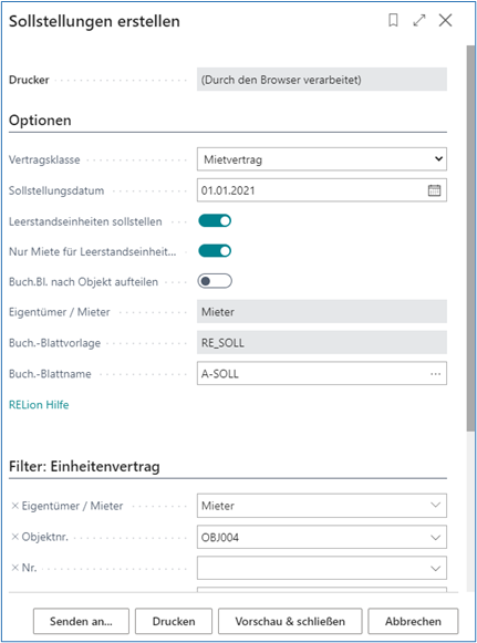 Sollstellungen erstellen
