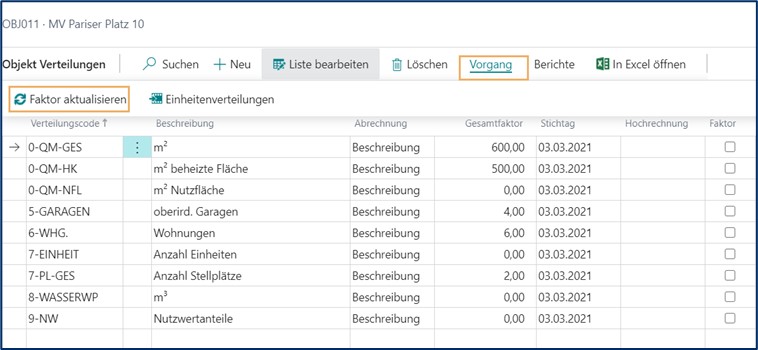 Faktor aktualisieren