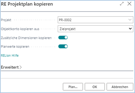 Projektplan kopieren