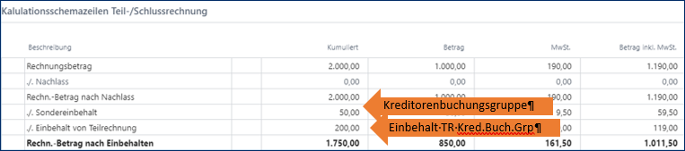 Kalkulationsschemazeilen
