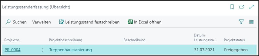 Leistungsstand Übersicht