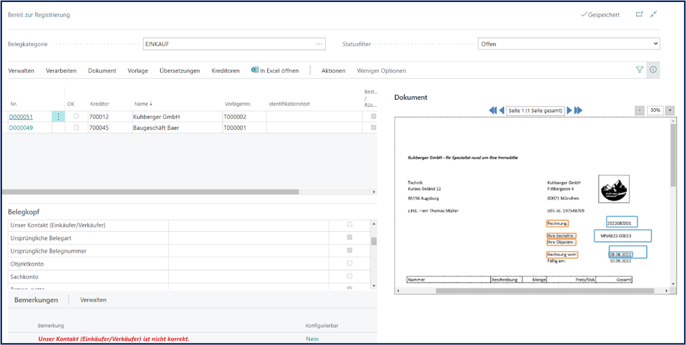 Ursprüngliche Belegnummer