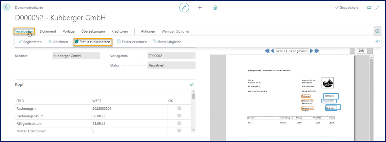 Status zurücksetzen