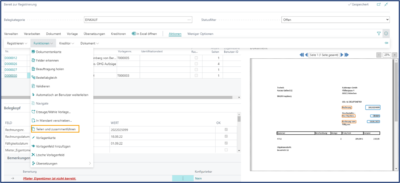 Teilen und zusammenführen