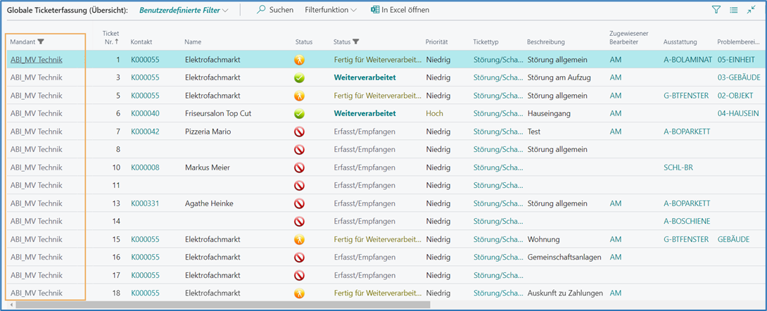 globale Ticketerfassung