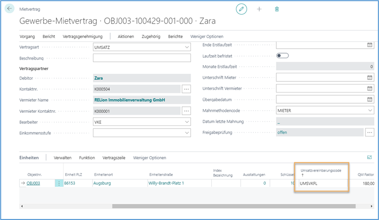 Umsatzvereinbarungscode