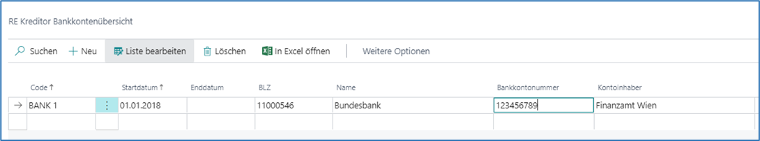 Bankkontenübersicht