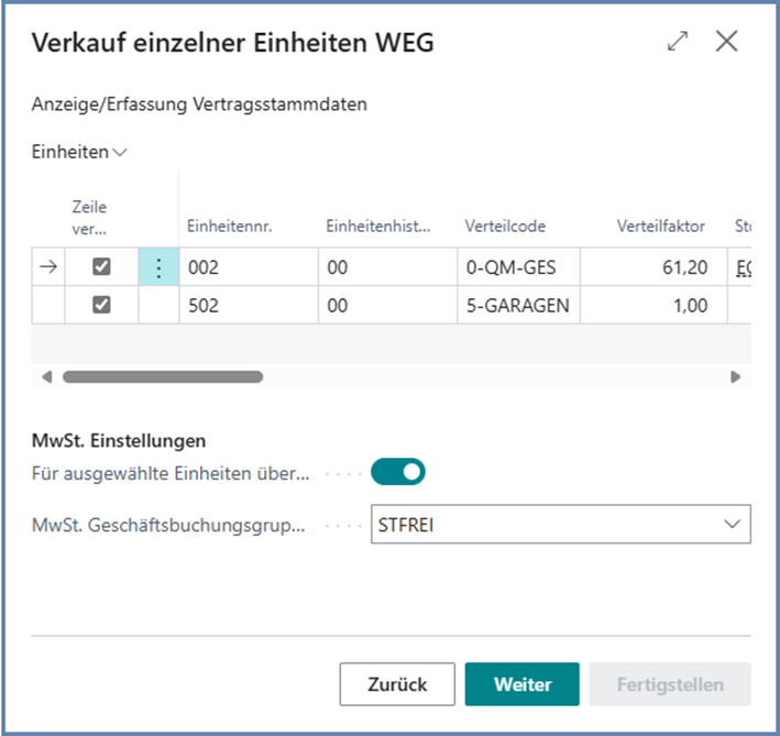 Assistent Vertragsstammdaten