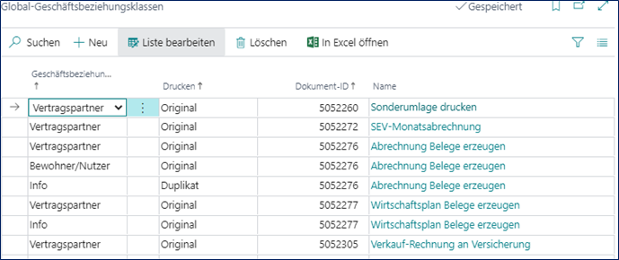 Geschäftsbeziehungsklassen
