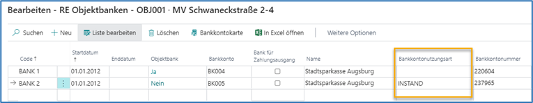 Bankkontonutzungsart