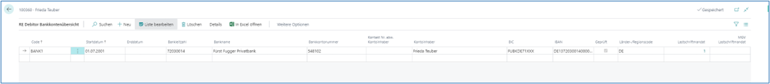 Debitor Bankkonto