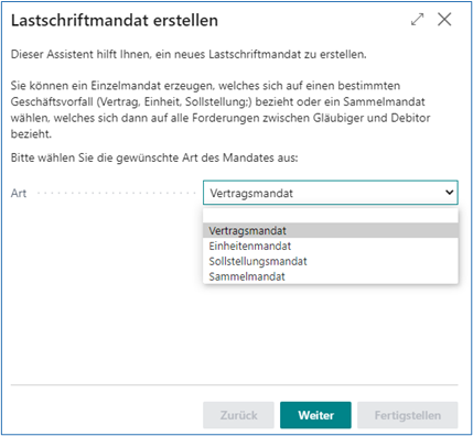 Lastschriftmandat erstellen
