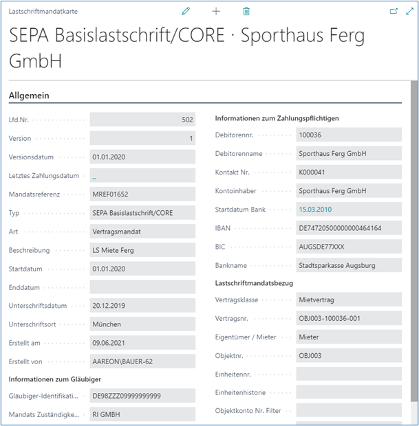 Lastschriftmandatkarte