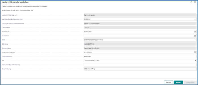 Lastschriftmandat erstellen
