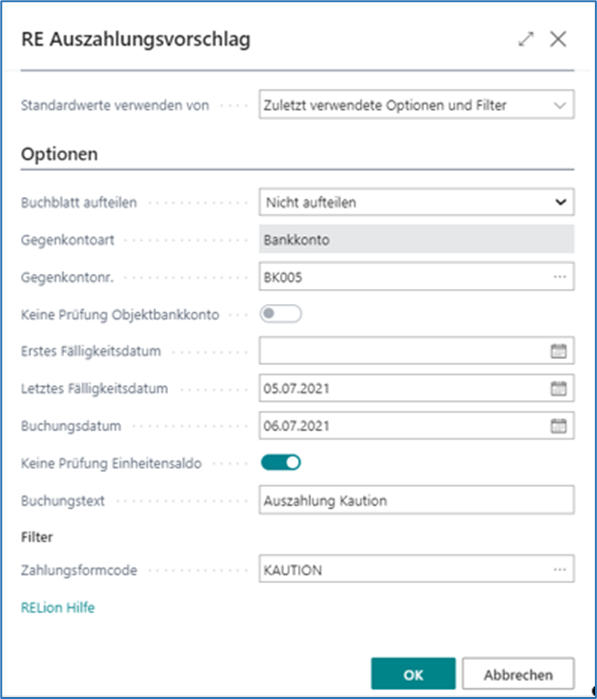 Auszahlungsvorschlag