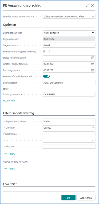 Auszahlungsvorschlag