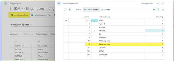 Identifikationsfelder