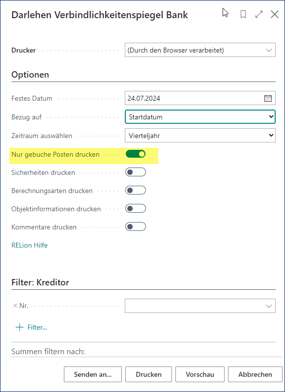 Darlehen Verbindlichkeitenspiegel