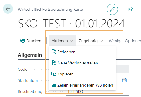Wirtschaftlichkeitsberechnung Karte